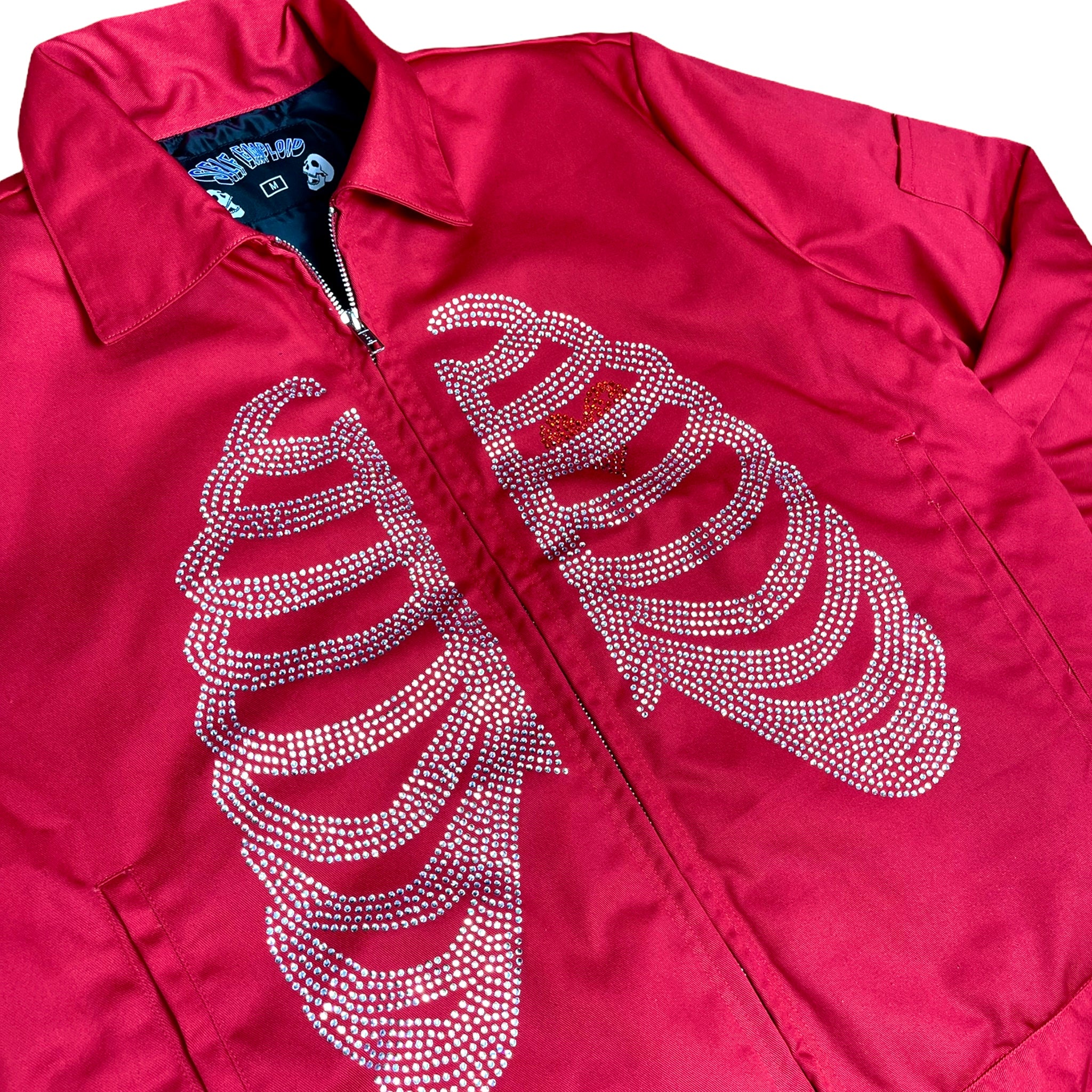 Rhinestone Ribcage Jacket (Red)